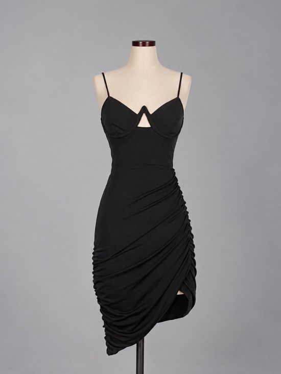 NBD Dresses & Skirts - NBD Black Ruched Cutout Mini Dress – Size XS